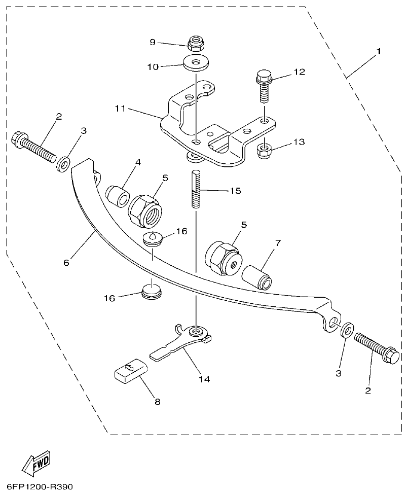 Yamaha F115B, FL115B, FL115BET STEERING FRICTION parts diagram